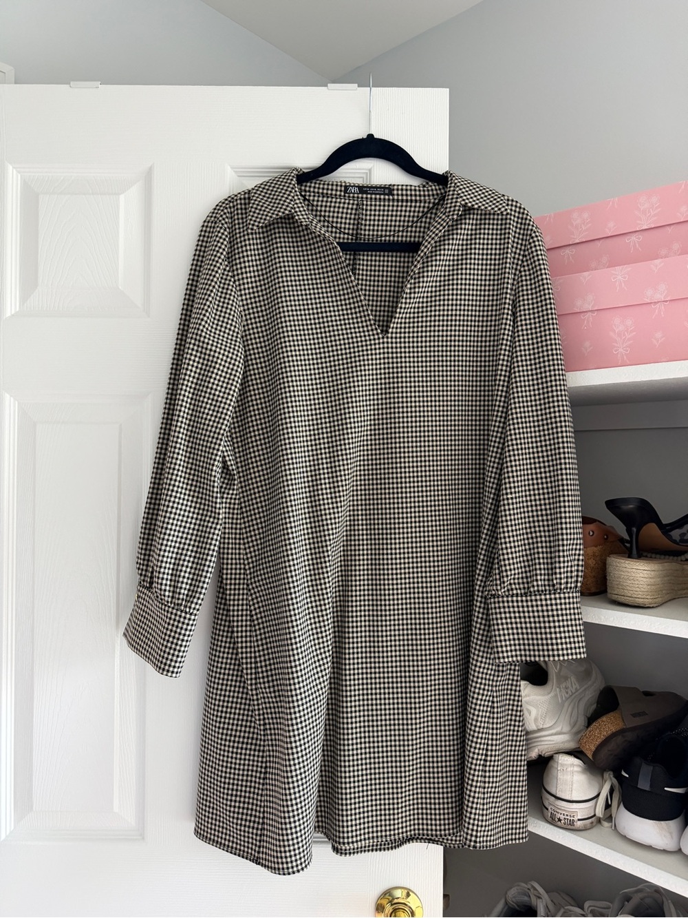 Zara Black and White Gingham Mini Dress